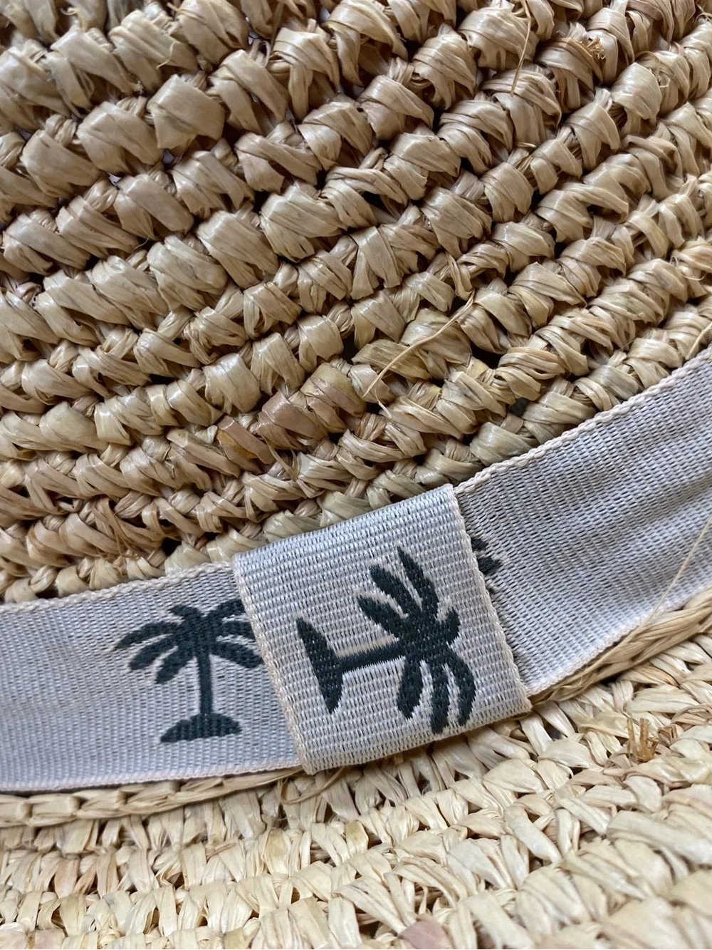 Vintage Panama Jack Straw Hat Wide Brim Palm Tree Ribbon Sun Boater Beach OSFA